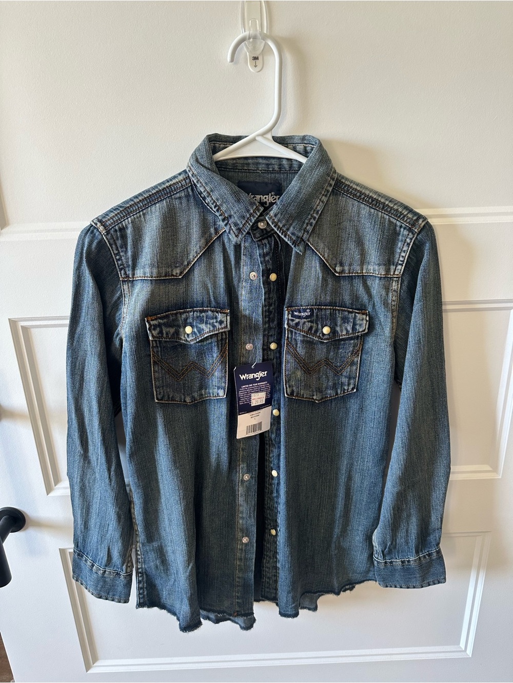 Wrangler Blue Denim Snap-Front Western Shirt